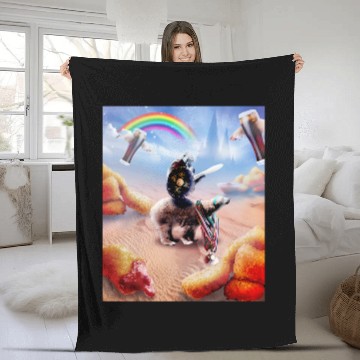Discover Bear Pet Gorilla Riding Bear With Chicken Nuggets And Cola Fleece Blankets