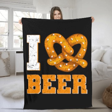 Discover Beer Fun I Love Beer Soft Pretzel Fleece Blankets