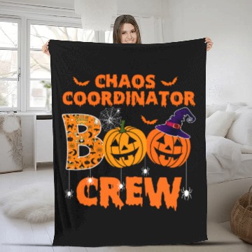 Discover Chaos Coordinator Boo Crew Pumpkin Funny Halloween Spider Fleece Blankets