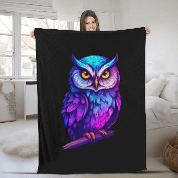 Discover Owl Pet Pastel Colour Rainbow Barn Owl Beak 1 Fleece Blankets