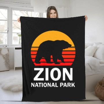 Discover Bear Pet Zion National Park vintages Bear Fleece Blankets