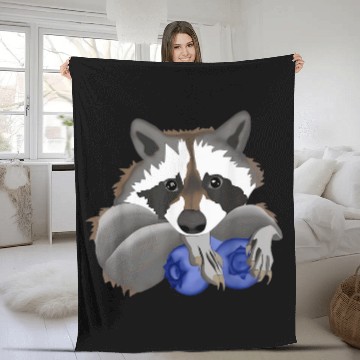 Discover Raccoon Pet with blueberries Baseball Tees Fleece Blankets