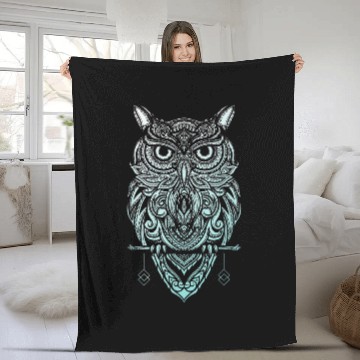Discover Owl Pet Paisley Henna BoHo Bohemian Geometric Owl Baseball Tees Fleece Blankets