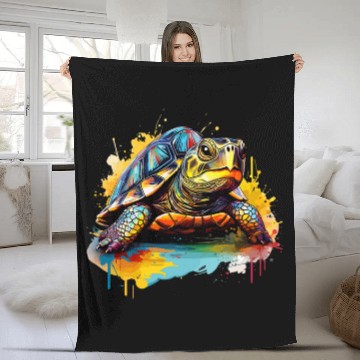 Discover Colorful Splash Art Eastern Box Turtle Lover Baseball Tees Fleece Blankets