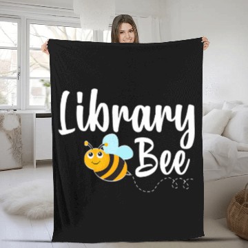 Discover Librarian Job Library Bee Librarian Funny Bumblebee Fleece Blankets