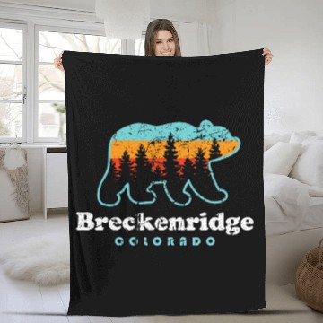 Discover Bear Pet Breckenridge Colorado Bear Retro Mountains Trees Fleece Blankets