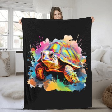 Discover Colorful Splash Art Box Turtle Lover Zip Fleece Blankets