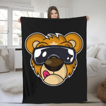 Discover Bear Pet Cool Teddy Bear with Tongue Out Fleece Blankets