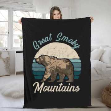 Discover Bear Pet Great Smoky Mountains National Park Bear Retro Baseball Tees Fleece Blankets