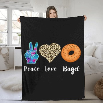 Discover Bagel Love Peace Bagels Baker Dough Baking Bagel Lover Fleece Blankets