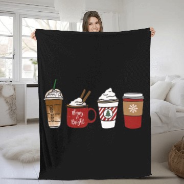 Discover Coffee Fun Christmas Coffee Tree merry and Bright For MenWomen Baseball Tees Fleece Blankets