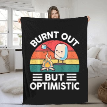 Discover Kids Happy Camper Burnt Out But Optimistic Marshmallow Camping Fleece Blankets