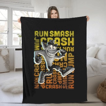 Discover Crash Bandicoot Run Smash Crash Gradient Text Logo Jumble Zip Fleece Blankets