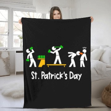 Discover Beer Fun St Patricks Day Men Drunk Green Beer Fleece Blankets