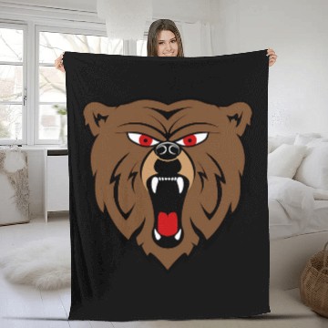 Discover Bear Pet Creative Oversized Bear Head Face Print Bold Grizzly Fleece Blankets