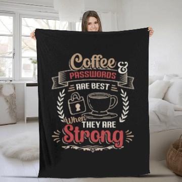 Discover Coffee Fun Passwords Strong Computer Science IT Support Fleece Blankets