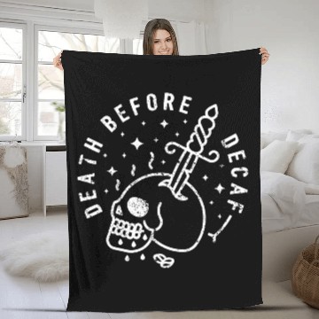 Discover Death Before Decaf Tattoo Dagger Skull Baseball Tees Fleece Blankets