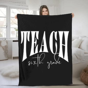 Discover Minimalist Retro TEACH Sixth Grade Growth Mindset Fleece Blankets