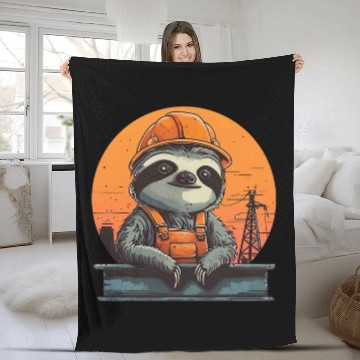 Discover Sloth Pet Ironworker Fleece Blankets