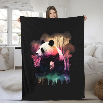 Discover Panda Pet Colorful Wilderness Nature Panda Reflection Fleece Blankets