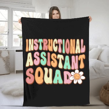 Discover Instructional Assistant Squad Retro Teacher Aide Vibes Baseball Tees Fleece Blankets