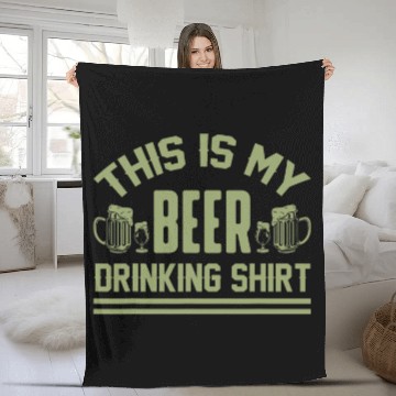 Discover Beer Fun THIS IS MY BEER DRINKING OLIVE Fleece Blankets