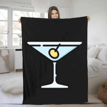 Discover Martini Glass Green Olive Bartender Vodka Gin Cocktail Drink 21 Fleece Blankets