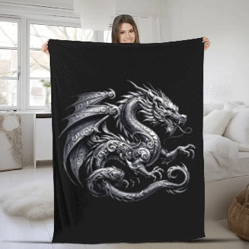 Discover Dragon Pet Silver Dragon 8 Baseball Tees Fleece Blankets