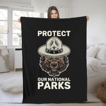 Discover Bear Pet Protect Our National Parks Outdoor Bear Environmentalist 3 Fleece Blankets
