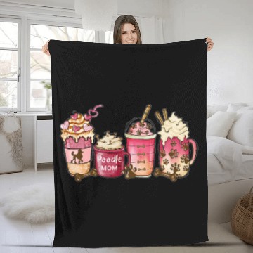 Discover Poodle Mom Coffee Lover Hearts Paw Prints Standard Poodle Fleece Blankets