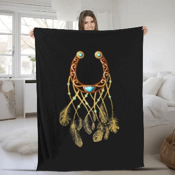 Discover Horseshoe dreamcatcher Talisman Charm Dreamcatcher Fleece Blankets