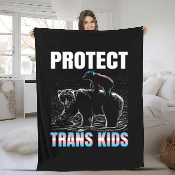 Discover Bear Pet Protect Trans Kids Transgender Pride Flag Mama Bear Fleece Blankets