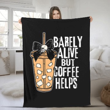 Discover Coffee Fun Barely Alive But Coffee Helps Snarky Skull Halloween Coffee Baseball Tees Fleece Blankets