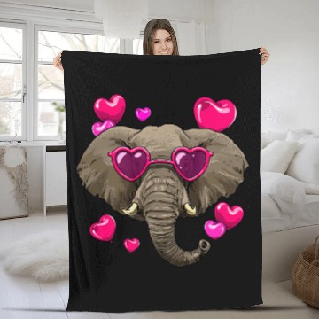 Discover Elephant Pet Valentines Elephan African Animal Face Elephant Lover Fleece Blankets