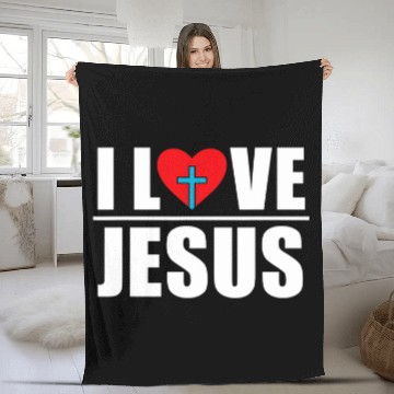 Discover Christian Prayer Jesus Christ Devotee I Love Jesus Fleece Blankets