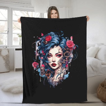 Discover Chicano Girl Mexico Flowers Death Pretty 15 Fleece Blankets