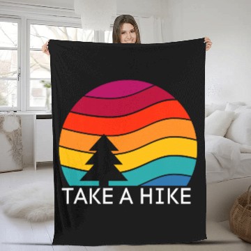 Discover Hiking s Take a Hike Retro Design Camping Baseball Tees Fleece Blankets