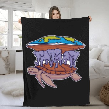 Discover Turtle Pet Flat Earth Turtle Funny Space Conspiracy Theory Fleece Blankets