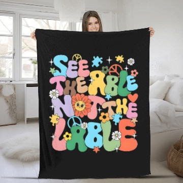 Discover See The Able Not The Label Autism Awareness Sped Teacher Asd Baseball Tees Fleece Blankets