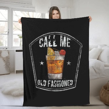 Discover Wines Fun Call Me Old Fashioned Whiskey Cocktail vintages Drinking Pub Fleece Blankets