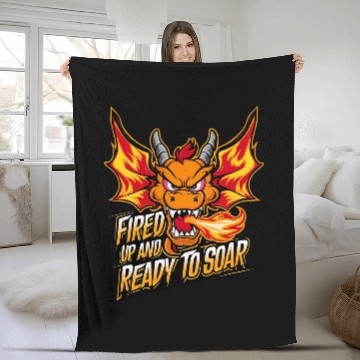 Discover Dragon Pet Face Fantasy Graphic Fired Up And Ready To Soar Fleece Blankets