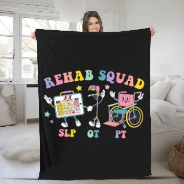 Discover Retro Rehab Squad SLP OT PT Team Physical Therapist Fleece Blankets