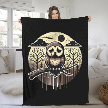 Discover Owl Pet Lonely Owl Sad Melancholic Graphic S32 Fleece Blankets