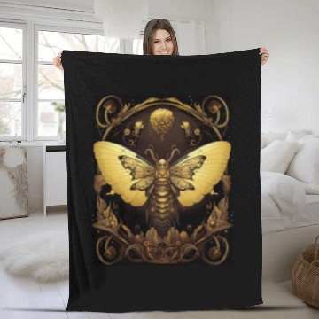 Discover Dark Academia Halloween Death Head Hawk Moth Natural 1 Fleece Blankets