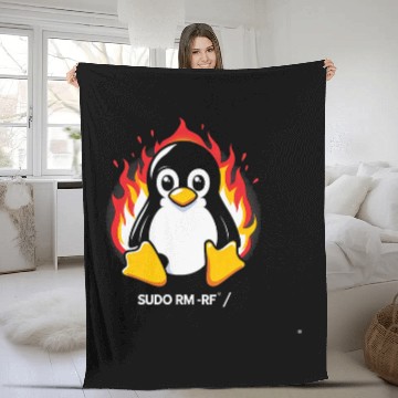 Discover Penguin Pet Funny Linux Penguin Tux Computer Science Idea Fleece Blankets