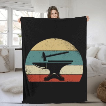 Discover Blacksmith Job Blacksmithing Funny Retro Blacksmith Anvil Ironworker Fleece Blankets
