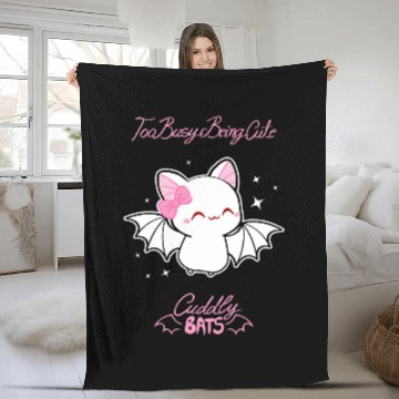 Discover Cute albino bat flying designed by Cuddly Bats comics Fleece Blankets