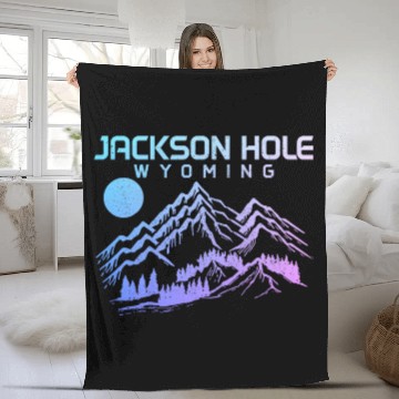 Discover Jackson Hole Wyoming Skis Snowboard Winter vintages Mountains Fleece Blankets