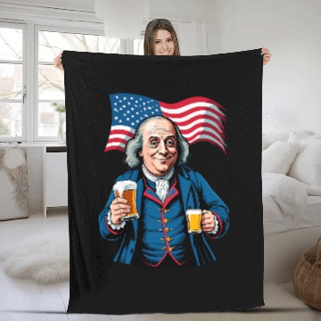 Discover Beer Fun Boozing Benjamin Franklin With Beer Mug Baseball Tees Fleece Blankets