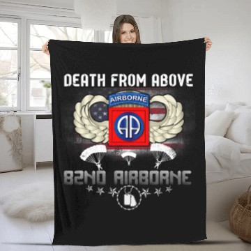 Discover Death From Above 82nd Airborne Division Paratrooper Flag Fleece Blankets